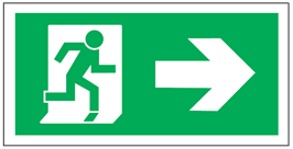 Emergency exit 150 x 300 mm - Right - Luminescent Plastic