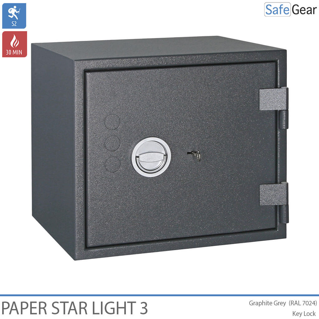 Paper Star Light 3 Brandschutztresor – 5 Aktenordner – Einbruchschutz Klasse S2 / Feuerprüfung 30 min