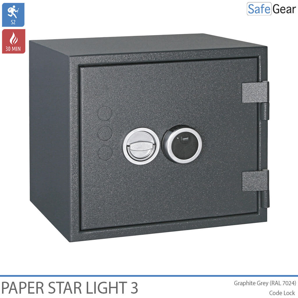 Paper Star Light 3 Brandschutztresor – 5 Aktenordner – Einbruchschutz Klasse S2 / Feuerprüfung 30 min
