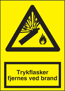 Pressure cylinders removed in case of fire Sign - 297 mm x 210 - Plastic