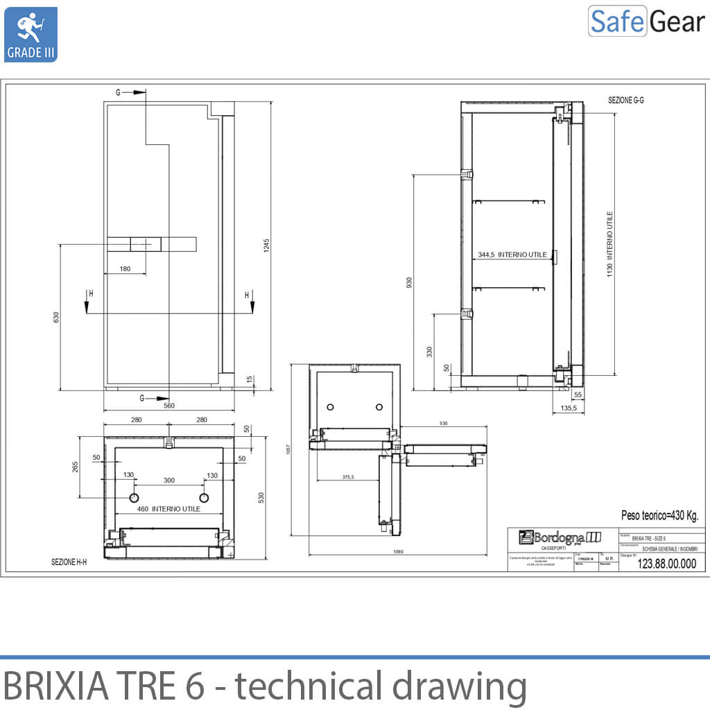 Brixia Tre 6 Tresor (180 L) – Einbruchschutz Klasse III – Codeschloss