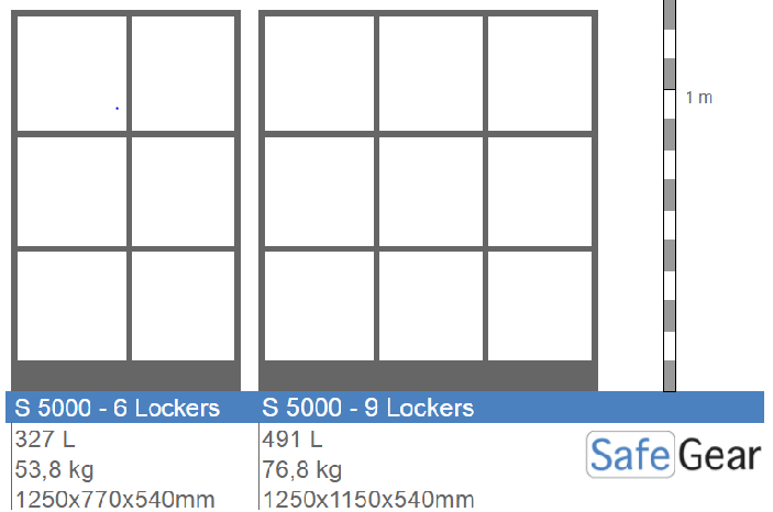 Taschenschrank der Serie 5000 – 6 Fächer mit transparenter Tür und elektronischem Schloss