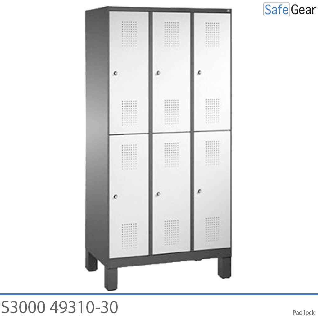 Evolo Umkleide-/Kleiderschrank mit 3x2 Fächern, für Vorhängeschloss vorbereitet