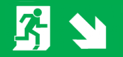 Emergency exit 150 x 300 mm - Down/Right - Self-adhesive vinyl
