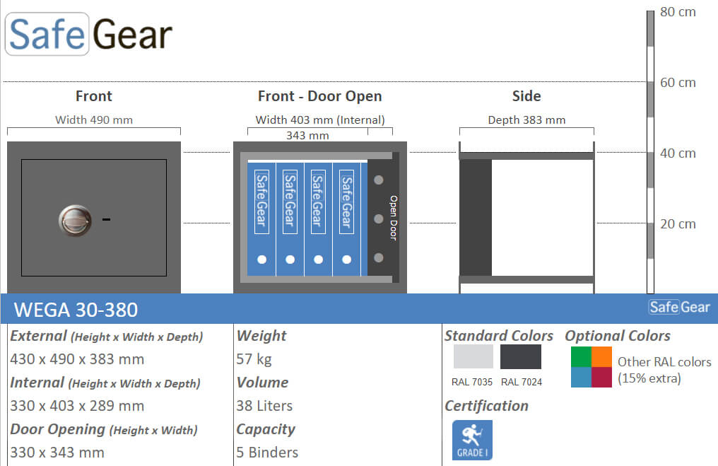 Measurements Wega Wall Safe