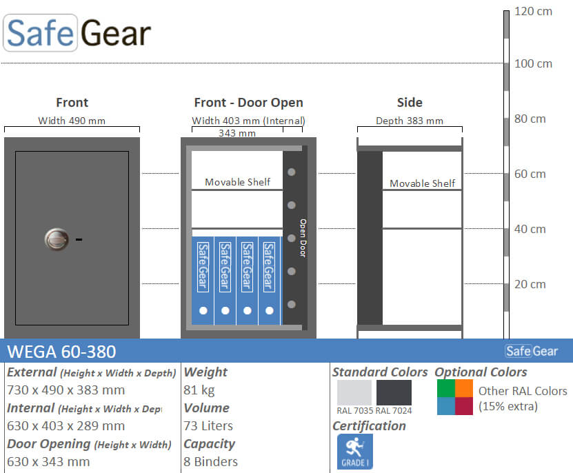 Measurements Wega Wall Safe