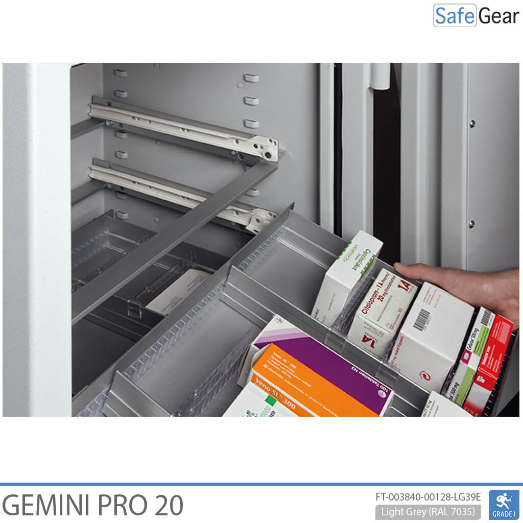 Gemini Pro 40 Pharmacy Safe (180 Liters) - 4 Drawers - 2 Shelves - Burglary Test Grade I - Key Lock