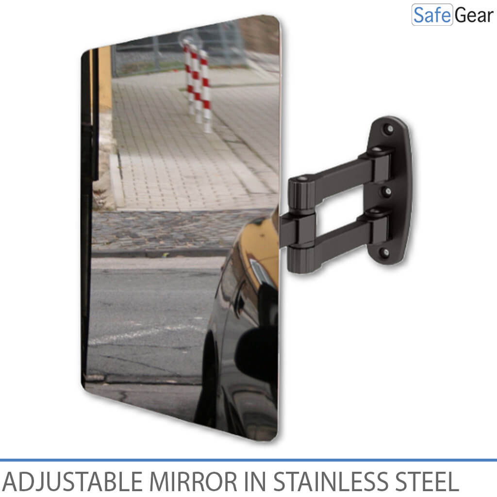 Industrial Mirror in Stainless Steel - Adjustable 30x40 cm