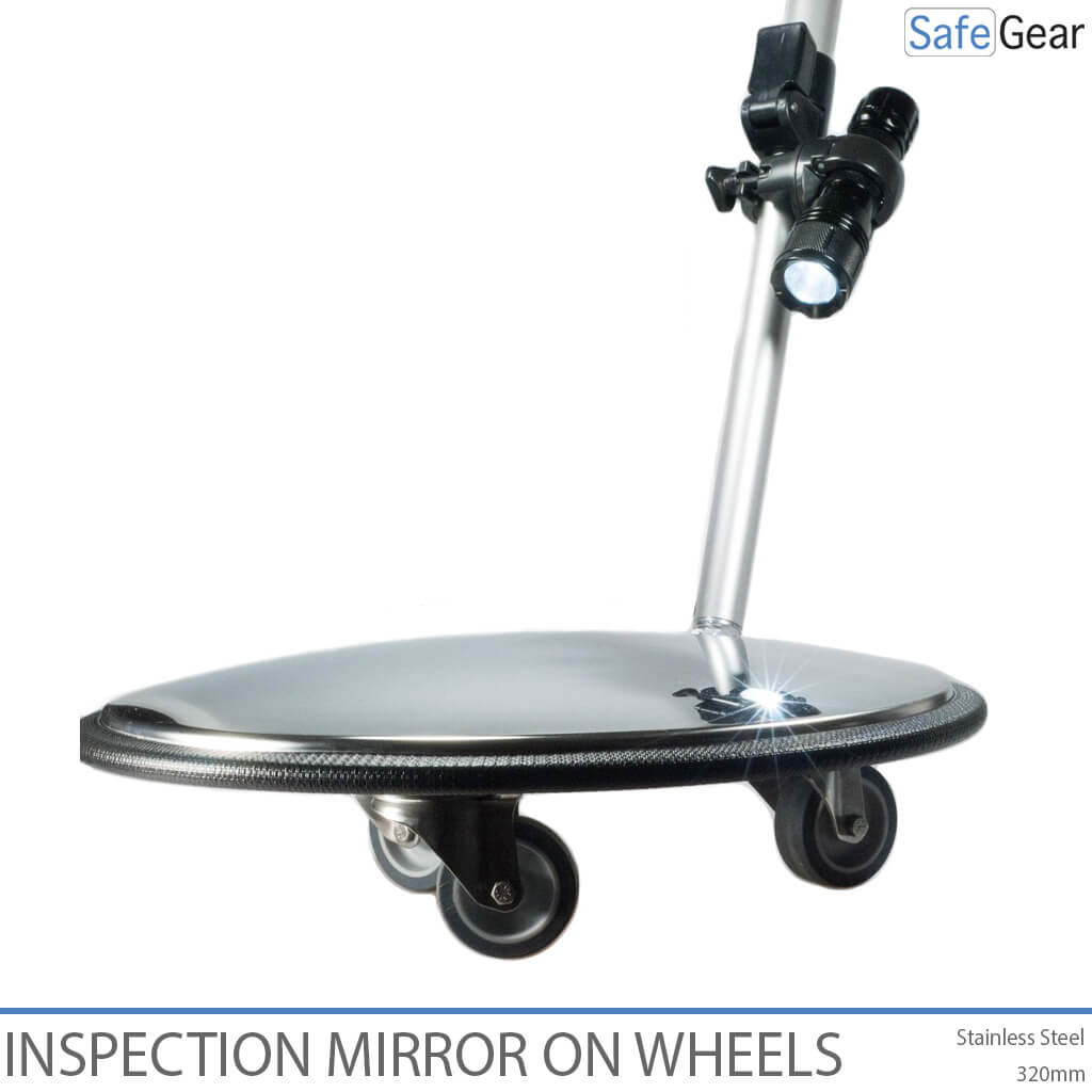 Espejo de inspección sobre ruedas - Acero inoxidable - Diámetro 32 cm