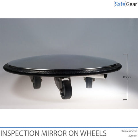 Espejo de inspección sobre ruedas - Acero inoxidable - Diámetro 32 cm