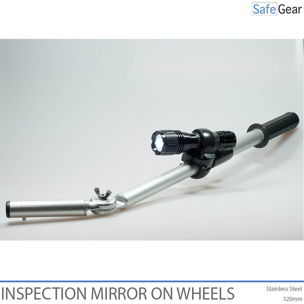 Espejo de inspección sobre ruedas - Acero inoxidable - Diámetro 32 cm