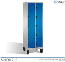 Storage cabinet S2000 with 2x5 compartments (8010-205) - padlock