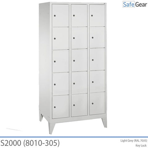 Storage cabinet S2000 with 3x5 compartments (8010-305) - padlock