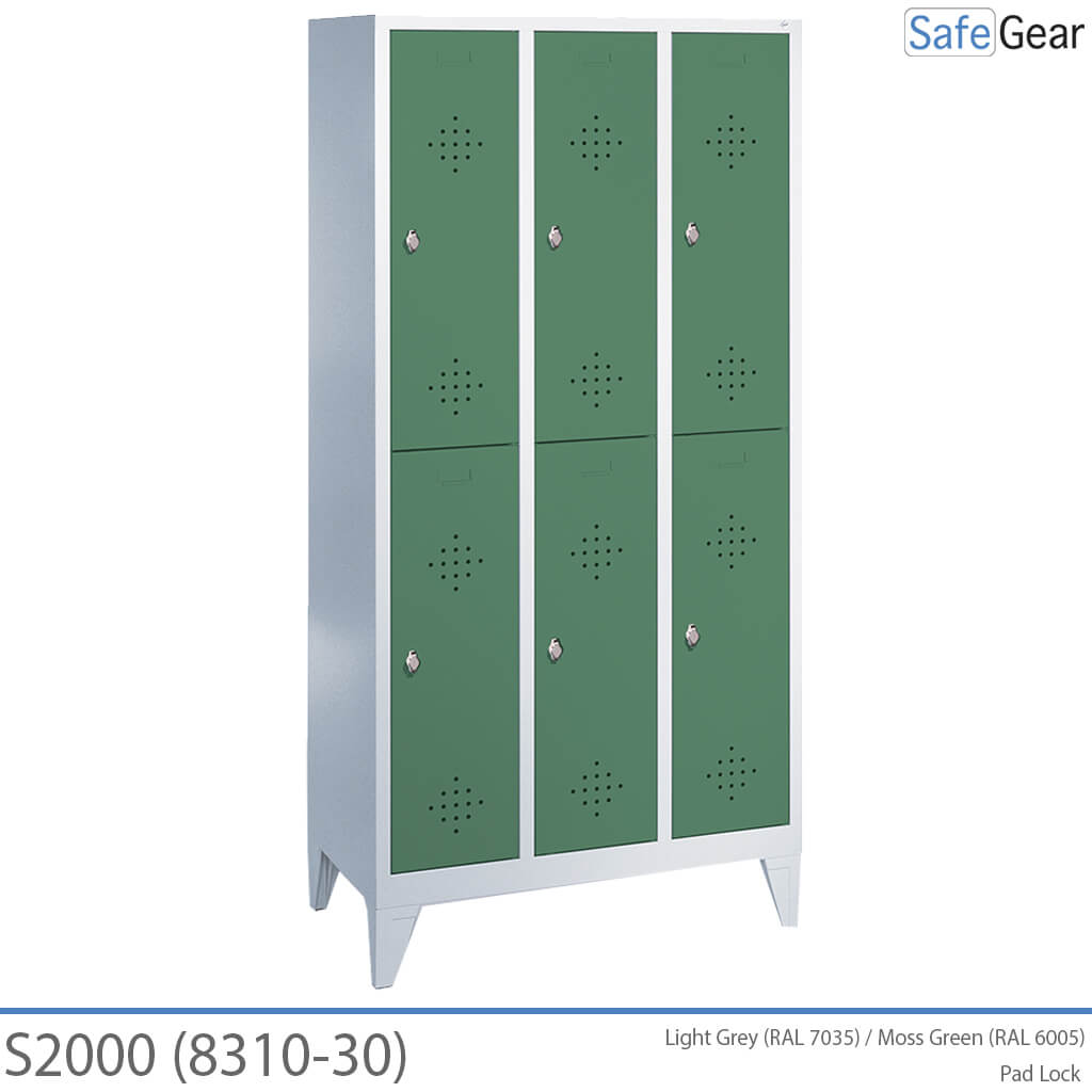Umkleideschrank S2000 mit 3x2 Fächern (8310-30) – Vorhängeschloss