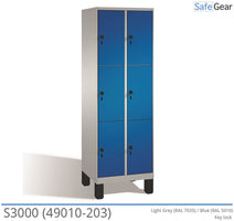 Storage cabinet S3000 with 2x3 compartments (49010-203) - cylinder lock
