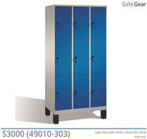 Storage cabinet S3000 with 3x3 compartments (49010-303) - cylinder lock