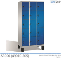 Storage cabinet S3000 with 3x5 compartments (49010-305) - cylinder lock