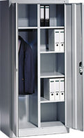 Steel cabinet Series 900D width 930 mm with 4 shelves and clothes rail