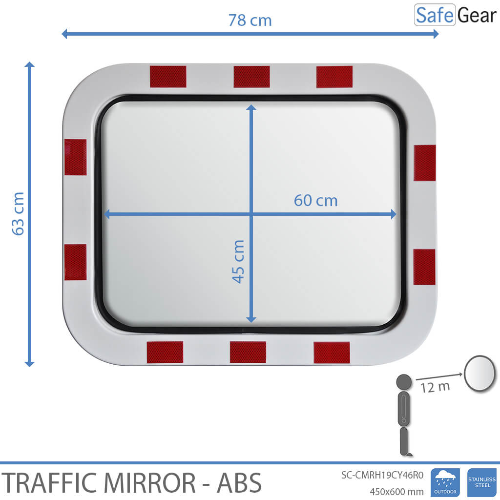 Traffic Mirror - Rectangular - Red/White Frame