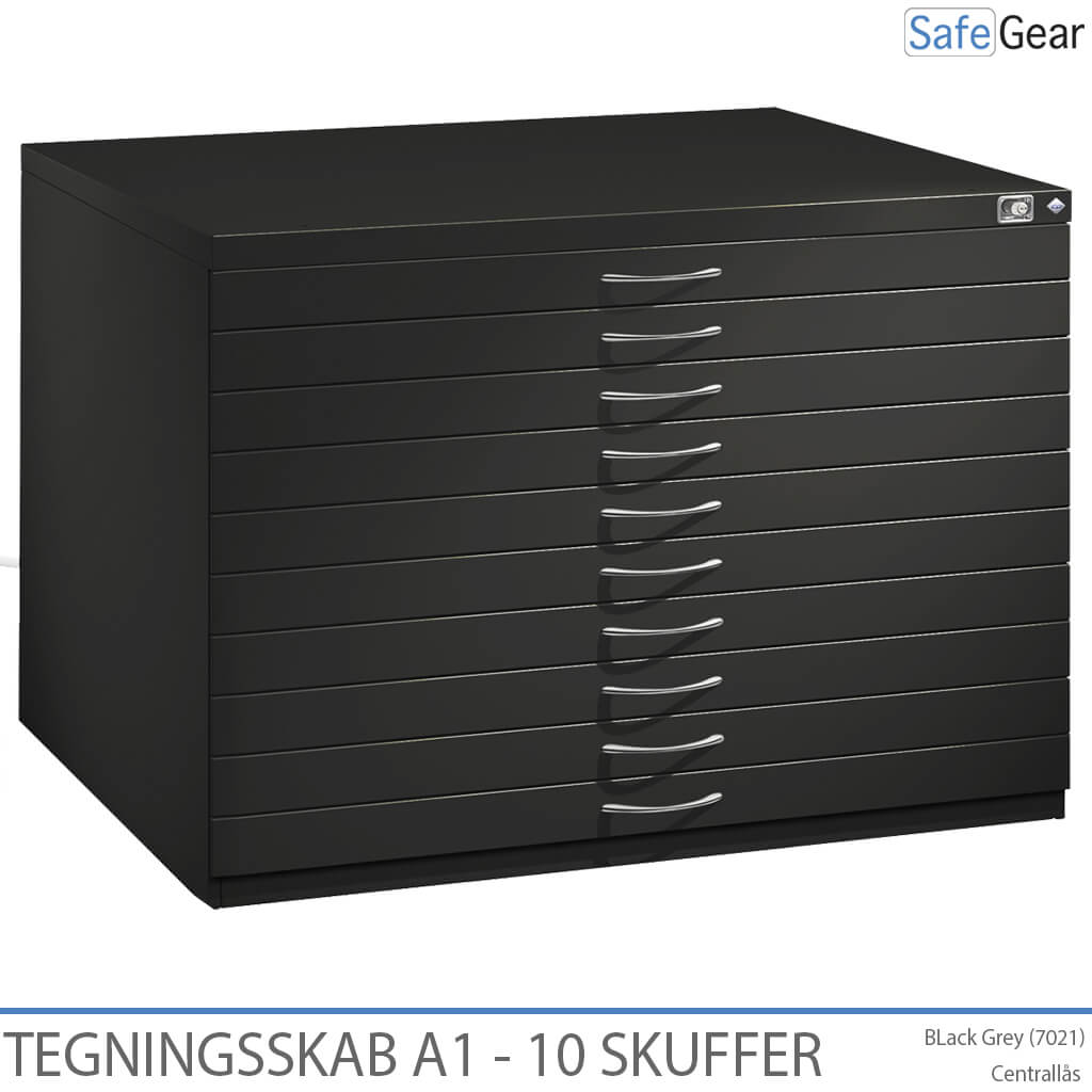 Flachablageschrank A1 mit 10 Schubladen
