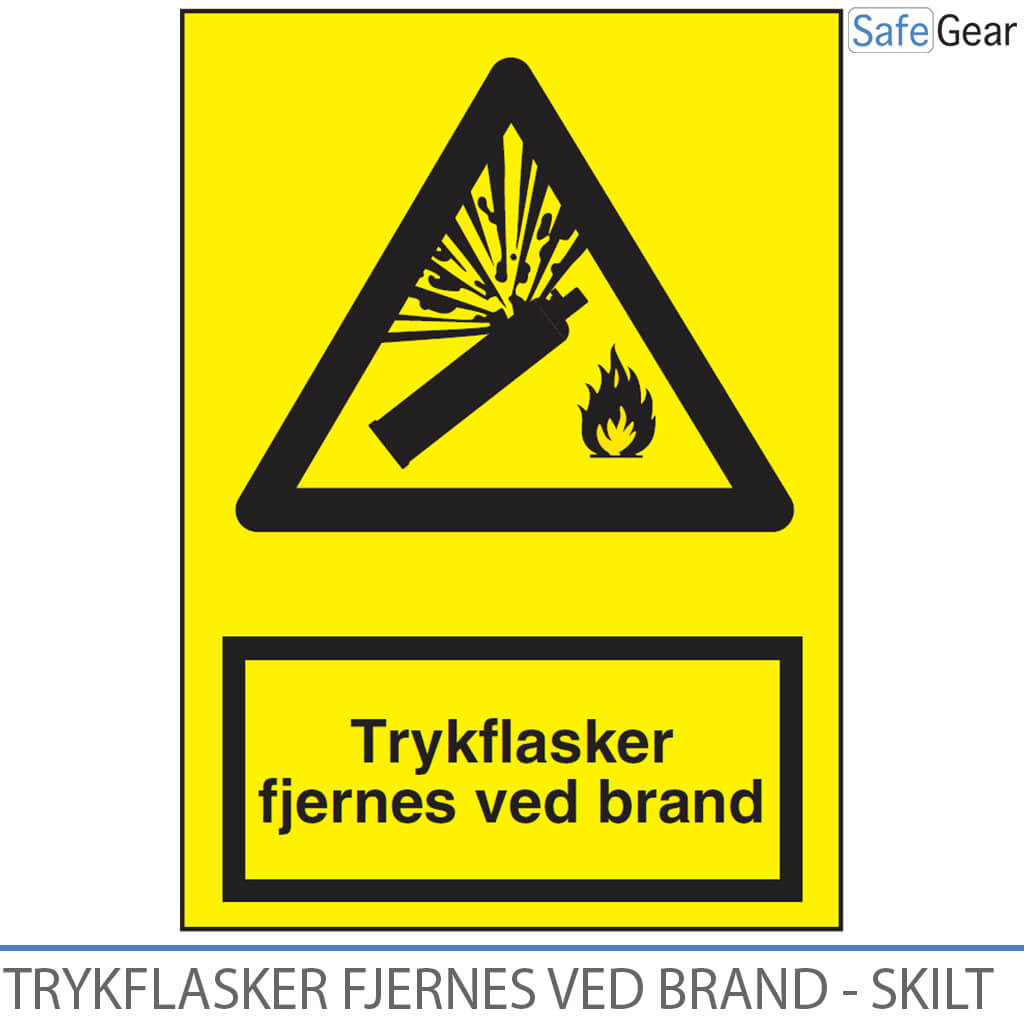 Schild „Druckgasflaschen im Brandfall entfernen“ – 297 mm x 210 mm – selbstklebende Vinylfolie