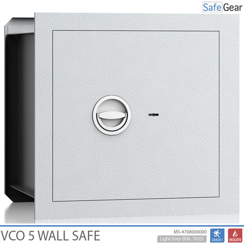 VCO 5 Wall Safe (43 L) - Burglary Test Grade 1 - Light Grey - Key Lock