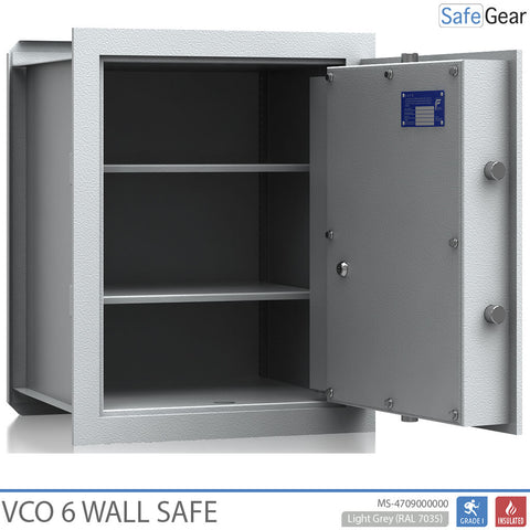 VCO 6 Wall Safe (61 L) - Burglary test Grade 1 - Light grey - Key lock