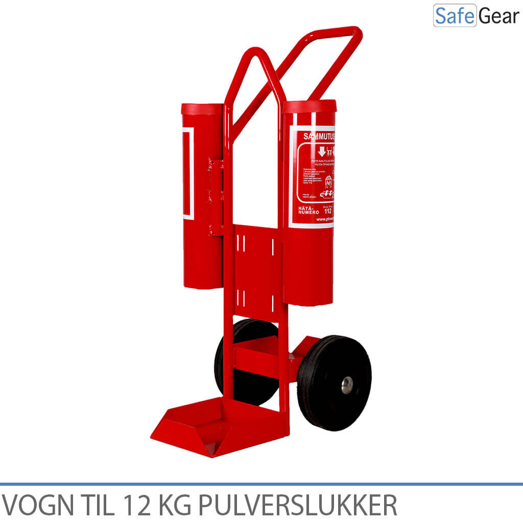Wagen für zwei Feuerlöscher (12 kg) und Löschdecke / Augenspülung